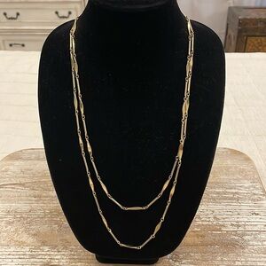 Vintage Long Gold Tone Chain Statement Necklace